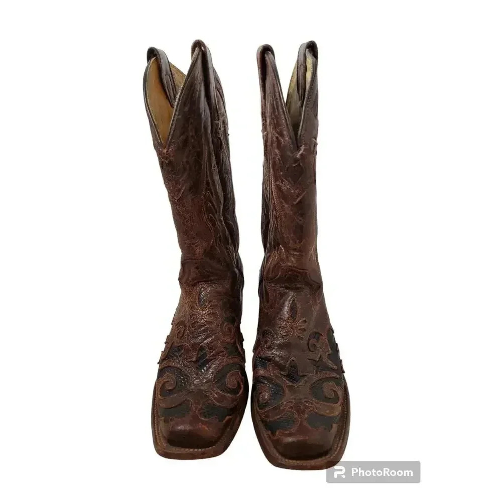 Elegant Brown Embroidered Ankle Booties - Picture 2 of 7
